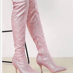 Pink glitter boots